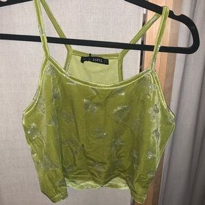 Velvet Green Glitter Butterfly Crop Top Size XL